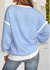 Light Blue Tummy Coverage Long Sleeve Round Neck Sweatshirt | thumb picture 