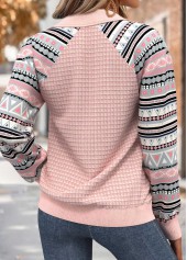 Light Pink Tummy Coverage Geometric Print Long Sleeve Sweatshirt | thumb picture 