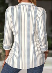 Beige Tummy Control Striped Long Sleeve Blouse | thumb picture 