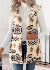 Beige Patchwork Tribal Print Sleeveless Waistcoat