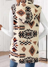 Beige Patchwork Tribal Print Sleeveless Waistcoat | thumb picture 