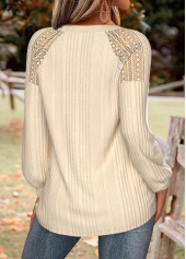 Beige Tummy Coverage Long Sleeve Round Neck Sweatshirt | thumb picture 