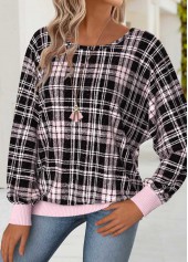 Light Pink Tummy Coverage Plaid Long Sleeve T Shirt | thumb picture 