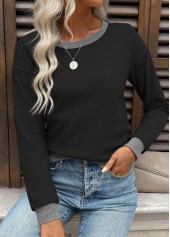 Black Tummy Coverage Long Sleeve Round Neck Sweatshirt | thumb picture 