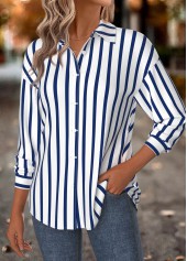 Navy Tummy Coverage Striped Long Sleeve Shirt | thumb picture 