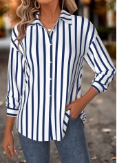 Navy Tummy Coverage Striped Long Sleeve Shirt | thumb picture 