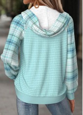 Mint Green Tummy Coverage Plaid Long Sleeve Hoodie | thumb picture 