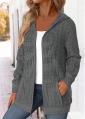 Dark Grey Tummy Coverage Long Sleeve Hooded Coat | thumb picture 