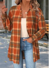 Orange Tummy Coverage Plaid Long Sleeve Shirt | thumb picture 