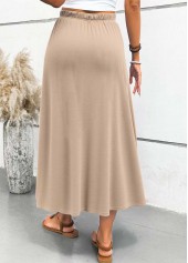 Light Camel Pocket A Line Elastic Waist Maxi Skirt | thumb picture 