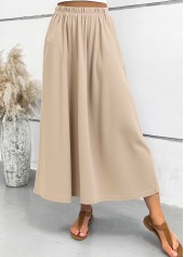 Light Camel Pocket A Line Elastic Waist Maxi Skirt | thumb picture 