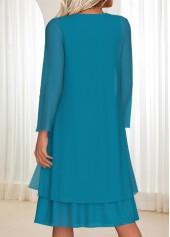 Turquoise Tummy Coverage Long Sleeve Dress and Cardigan | thumb picture 
