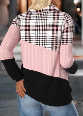 Light Pink Tummy Coverage Plaid Long Sleeve Sweatshirt | thumb picture 