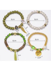 Green Wing Tassel Acrylic Bracelet Set | thumb picture 