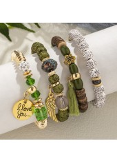 Green Wing Tassel Acrylic Bracelet Set | thumb picture 