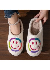 White Tweed Round Toe Falt Slippers