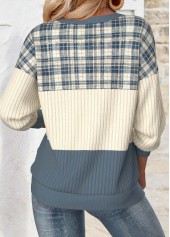 Multi Color Tummy Coverage Plaid Long Sleeve Sweatshirt | thumb picture 