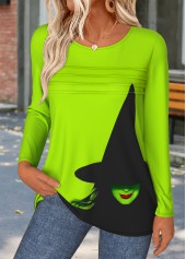 Halloween Neon Green Tummy Coverage Long Sleeve T Shirt