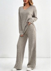 Light Coffee Long Sleeve Lounge Top and Pants