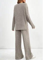 Light Coffee Long Sleeve Lounge Top and Pants | thumb picture 