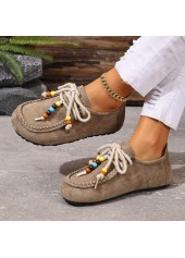 Gray Brown Nubuck Closed Toe Flats