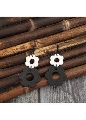 Black Hollow Wood Floral Design Earrings | thumb picture 