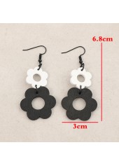 Black Hollow Wood Floral Design Earrings | thumb picture 