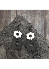 Black Hollow Wood Floral Design Earrings | thumb picture 