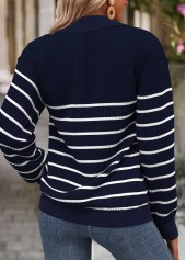 Navy Tummy Coverage Striped Long Sleeve Sweatshirt | thumb picture 