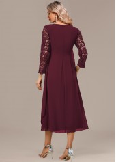 Wine Red A Line 3/4 Sleeve Round Neck Dress | thumb picture 