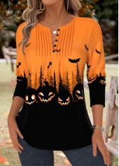 Halloween Orange Tummy Coverage Long Sleeve T Shirt