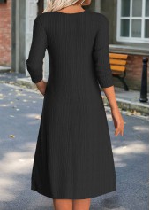 Black Fake 2in1 Plaid High Low Long Sleeve Dress | thumb picture 