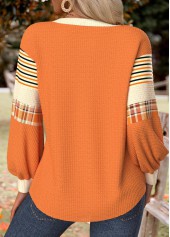 Halloween Neon Orange Tummy Coverage Pumpkin Print Sweatshirt | thumb picture 