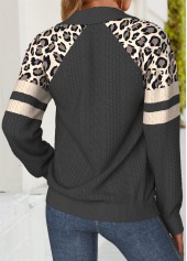 Dark Grey Tummy Coverage Leopard Long Sleeve Sweatshirt | thumb picture 