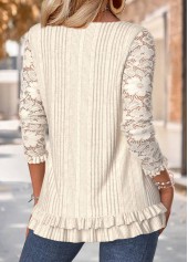 Beige Tummy Coverage Long Sleeve V Neck T Shirt | thumb picture 