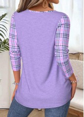 Halloween Light Purple Tummy Coverage Pumpkin Print T Shirt | thumb picture 