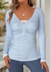 Light Blue Tummy Coverage Long Sleeve T Shirt