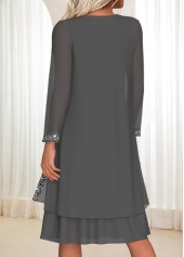 Dark Grey Tummy Coverage Long Sleeve Dress and Cardigan | thumb picture 