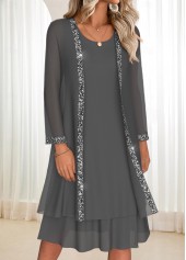 Dark Grey Tummy Coverage Long Sleeve Dress and Cardigan | thumb picture 