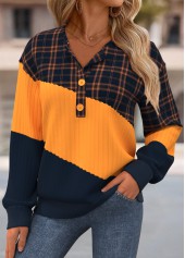 Multi Color Tummy Coverage Plaid Long Sleeve Sweatshirt | thumb picture 