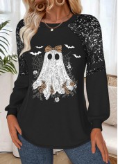 Halloween Black Tummy Coverage Long Sleeve Round Neck Sweatshirt | thumb picture 