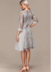 Light Grey Tummy Coverage 3/4 Sleeve Round Neck Dress | thumb picture 