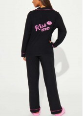 Black Long Sleeve Lounge Top and Pants | thumb picture 