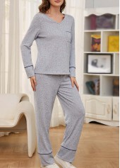 Light Grey Long Sleeve Lounge Top and Pants | thumb picture 