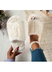 Beige Open Toe Velvet Falt Slippers