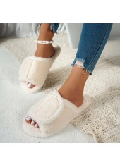 Beige Open Toe Velvet Falt Slippers | thumb picture 