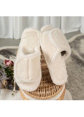 Beige Open Toe Velvet Falt Slippers | thumb picture 