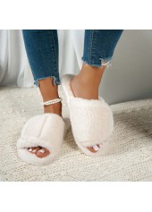Beige Open Toe Velvet Falt Slippers | thumb picture 