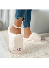 Beige Open Toe Velvet Falt Slippers | thumb picture 