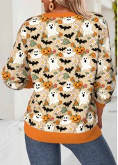 Halloween Orange Tummy Coverage Long Sleeve V Neck Sweatshirt | thumb picture 
